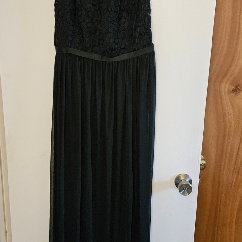 David's Bridal Sleeveless Black Maxi Lace Dress